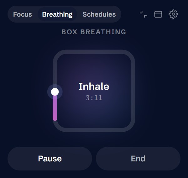 Box breathing square in the Chrome extension: Inhale