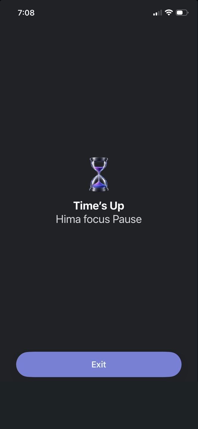 Time's Up screen: the app is blocked again
