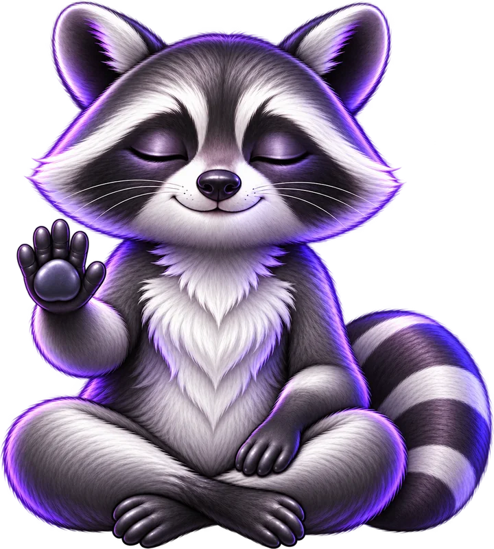 Hima raccoon calmly raising its paw: stop, take a breath before you scroll
