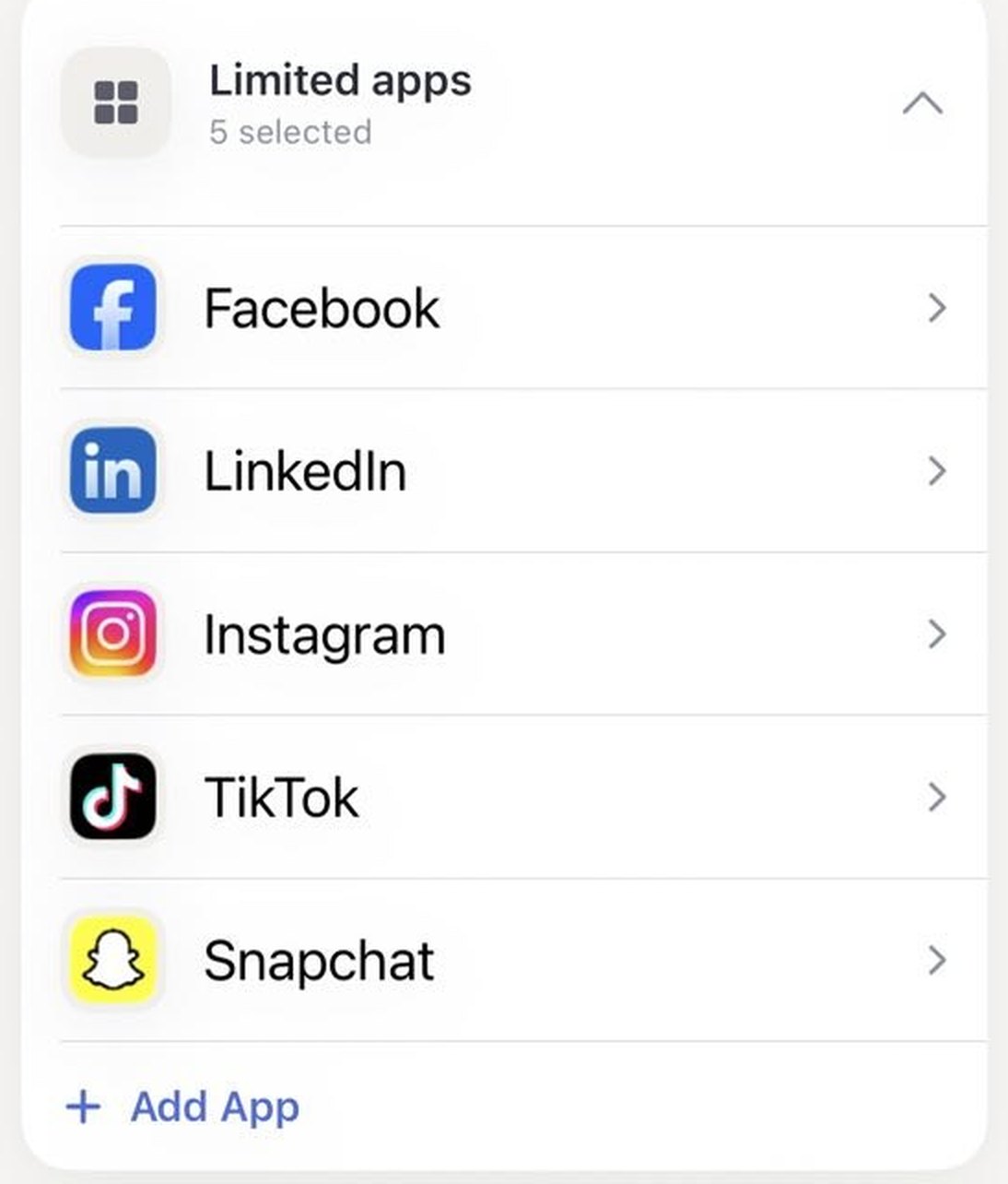 Daily app limits for Facebook, LinkedIn, Instagram, TikTok and Snapchat